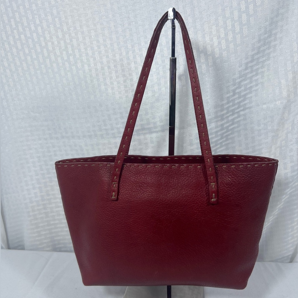 Fendi Selleria Small Tote Burgundy Leather Hand Stitch Shopper